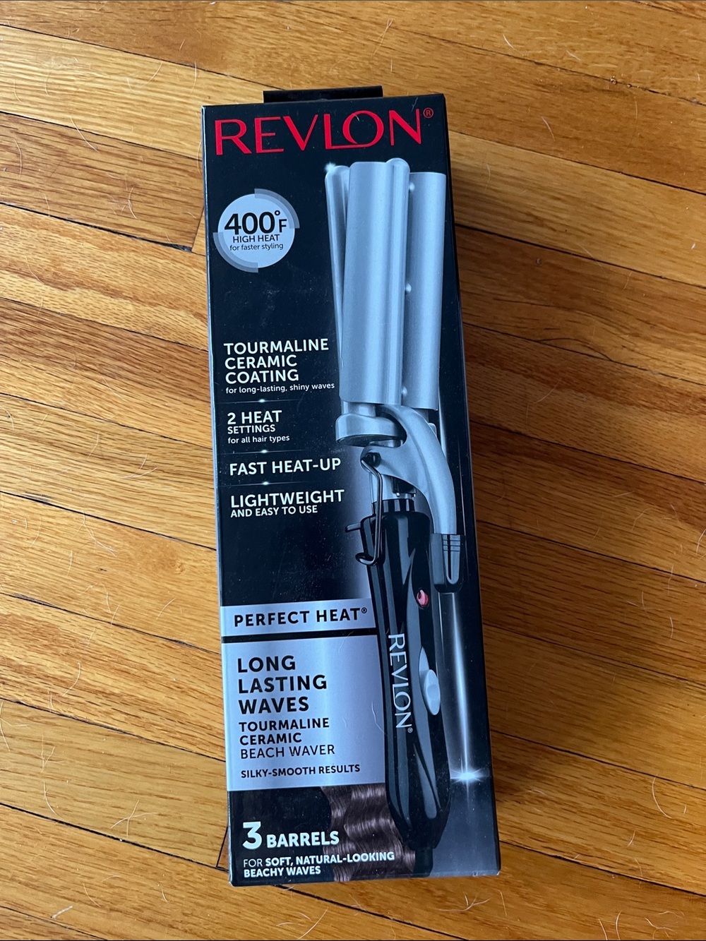 Revlon Black and Silver 3-Barrel Tourmaline Ceramic Waver